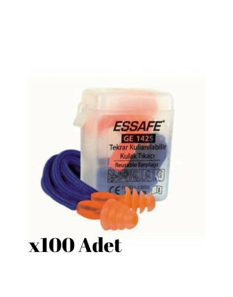 Ge 1425 Essafe Çam Tipi Kulak Tıkacı Kordonlu Kutulu 24db 100 Adet