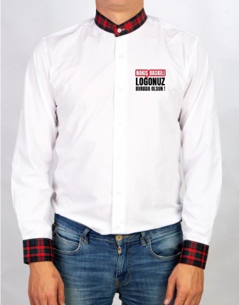 Gömlek Hakim Yaka Uzun Kol - Yelek - Nakış Baskılı