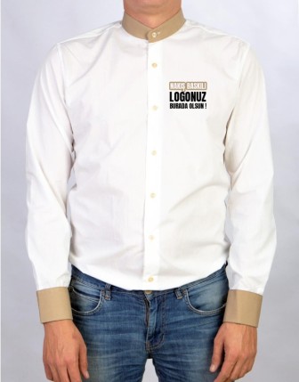 Gömlek Hakim Yaka Uzun Kol - Nakış Baskılı