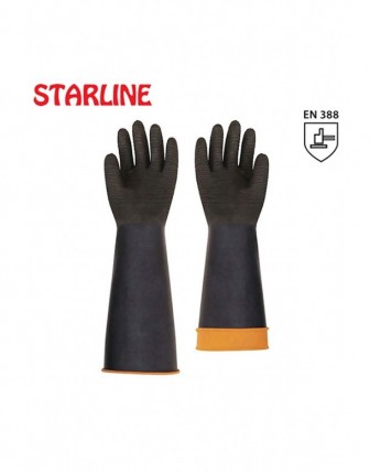 H2-60 Asit Eldiveni Siyah 60cm Avuçiçi Tırtıklı