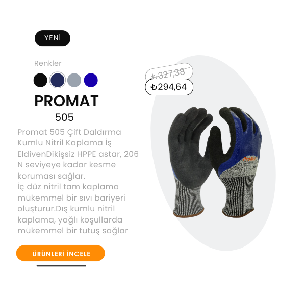 Promat 505 Çift Daldırma Kumlu Nitril Kaplama İş Eldiveni
