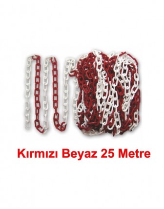 Kırmızı - Beyaz Plastik Zincir 25 metre