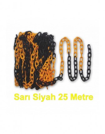 Sarı - Siyah Plastik Zincir 25 Metre