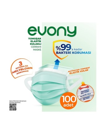 Evony Yumuşak Elastik Kulaklı Maske 100 Adet