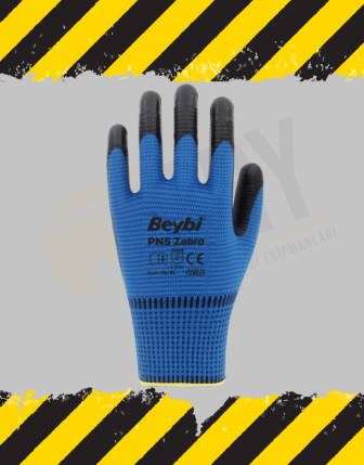  Beybi Pn5 Zebra Nitril Eldiven - Mavi