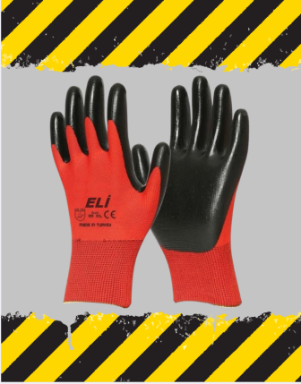 Mafel Eli Nitril Eldiven Kırmızı Siyah