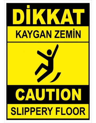 Kaygan Zemin Levhası Türkçe / İngilizce 25 X 35 cm PVC
