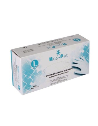 HasPet Lateks Pudrasız Muayene Eldiveni 100 lü Paket - Large