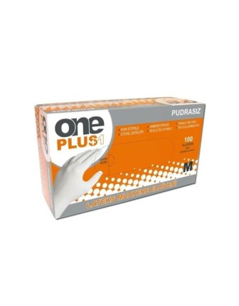 One Plus Lateks Pudrasız Muayene Eldiveni 100 lü Paket - Small