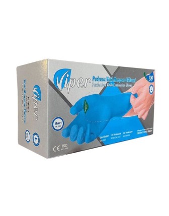 Viper Mavi Vinil Muayene Eldiveni Pudrasız 100 lü Paket - Large