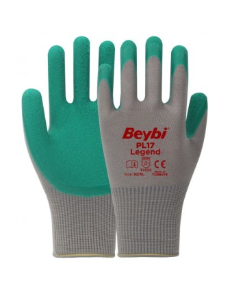Beybi PL17 Legend Polyester Örme Yeşil Lateks Kaplı Camcı İş Eldiveni