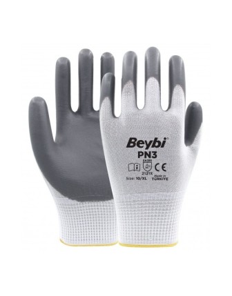 Beybi PN3 Polyester Örme Nitril Eldiven Gri