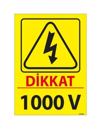 1000 V Uyarı Levhası 25x35 cm