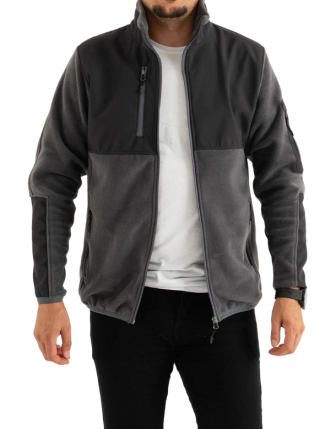 Erkek Füme Dar Kalıp Anti-pilling Tüylenme Yapmayan Tam Fermuar Softshell Garnili Polar Sweatshirt