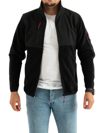 Erkek Siyah Dar Kalıp Anti-pilling Tüylenme Yapmayan Tam Fermuar Softshell Garnili Polar Sweatshirt