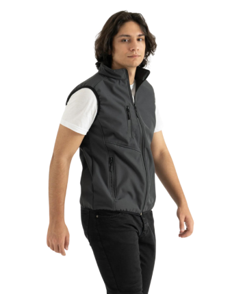 Erkek Füme Slim Fit Dar Kesim Içi Polar Bato Yaka Outdoor Softshell Yelek 