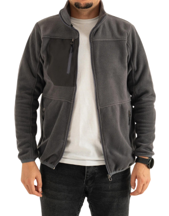 Erkek Füme Dar Kalıp Anti-Pilling Tüylenme Yapmayan Tam Fermuar Softshell Garnili Polar Sweatshirt