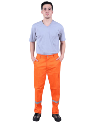 Turuncu Kargo Cepli İş Pantolonu Reflektörlü