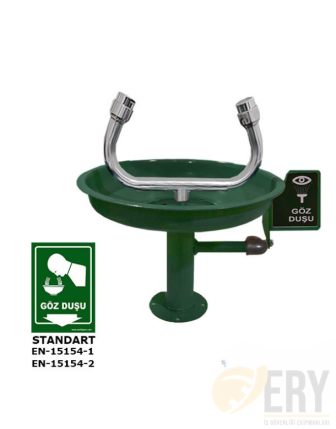 Acil Göz Yıkama Ve Duş Ünitesi DUVAR TİPİ (KASA) - EL KUMANDALI 