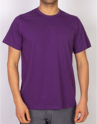 Tişört Baskısız Yuvarlak Yaka Mor