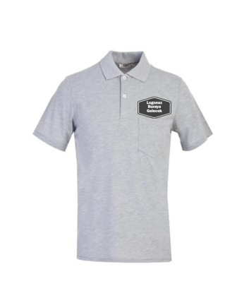 Polo Yaka Logo Baskılı Gri T-Shirt