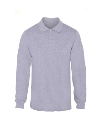 Polo Yaka Yazlık Uzun Kollu Gri T-Shirt