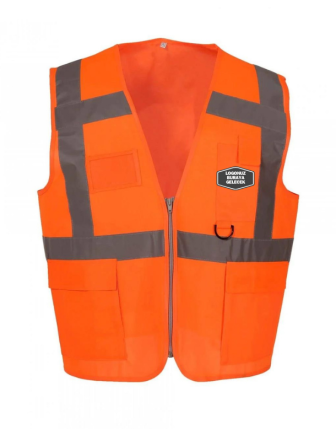 Logo Baskılı Yönetici Mühendis Yeleği Turuncu