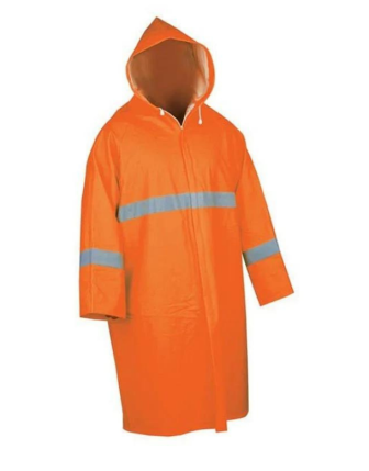 Balıkçı Uzun Yağmurluk Reflektörlü Pvc Kalın Kumaş Turuncu