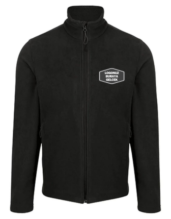 Logo Baskılı Siyah Polar Mont 330 Gram