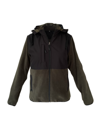 Kapşonlu Soft Polar Mont Haki/Siyah