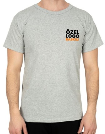 Baskılı Promosyon Tişört Gri Renk