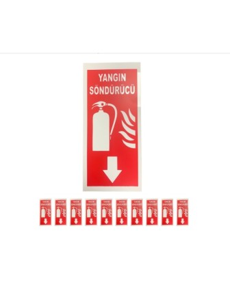 10 ADET Plastik Yangın Söndürücü Levhası 12x25cm