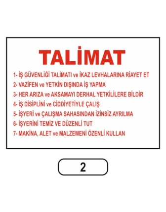 Iş Güvenliği Talimat Uyarı Ikaz Levhası