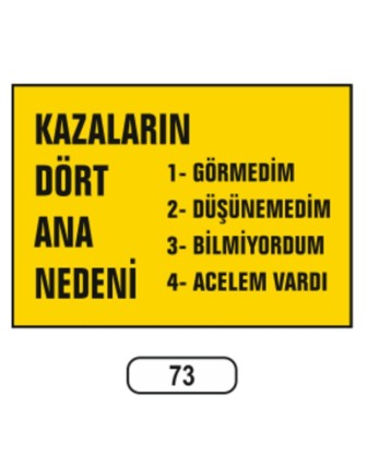 Kazaların Dört Ana Nedeni Uyarı Ikaz Levhası