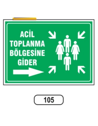 Acil Toplanma Bölgesine Gider Sağ Uyarı Ikaz Levhası