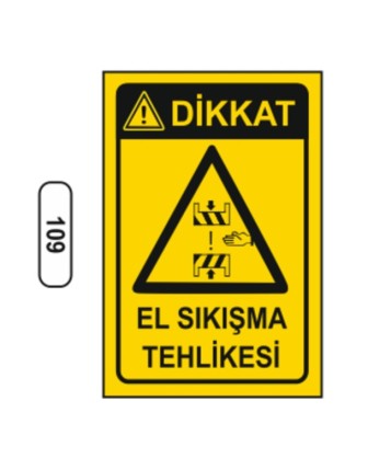 Dikkat El Sıkışma Tehlikesi Uyarı Ikaz Levhası
