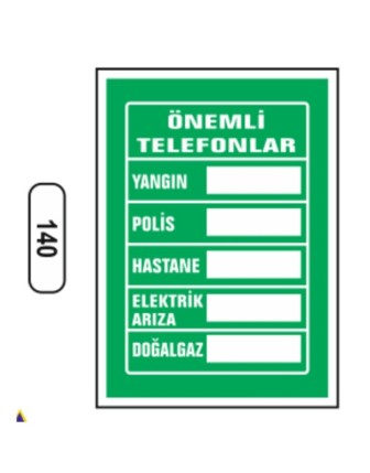 Önemli Telefonlar Uyarı Ikaz Levhası