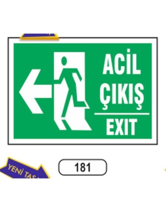 Acil Çıkış Exıt (Sol) Uyarı Ikaz Levhası