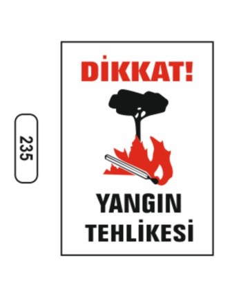 Dikkat Yangın Tehlikesi Uyarı Levhası