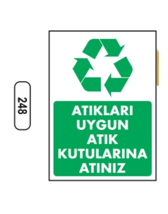 Atıkları Uygun Atık Kutularına Atınız Uyarı Ikaz Levhası