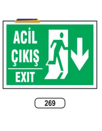 Acil Çıkış Exıt (Aşağı) Yön Levhası