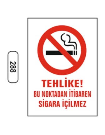 Tehlike Bu Noktadan İtibaren Sigara Içilmez Uyarı Ikaz Levhası