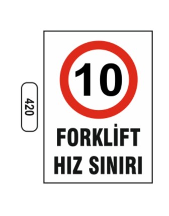 Forklift Hız Sınırı 10 Uyarı Levhası