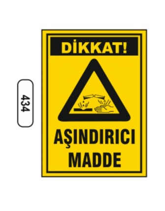 Dikkat Aşındırıcı Madde Uyarı Levhası