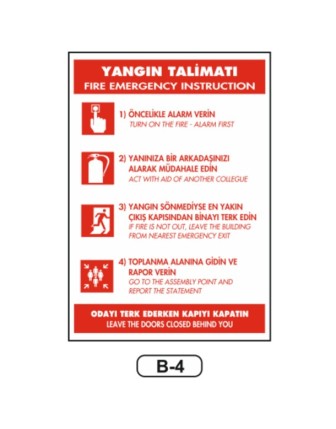 Yangın Talimatı Levhası