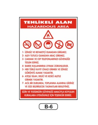 Tehlikeli Alan Talimatı Levası