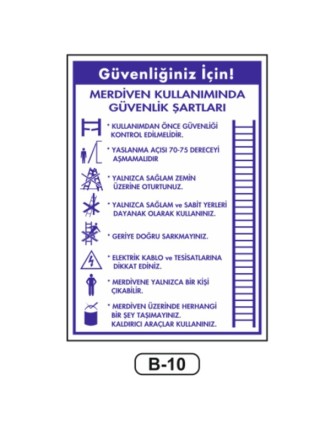 Merdiven Kullanımında Güvenlik Talimatı Levhası