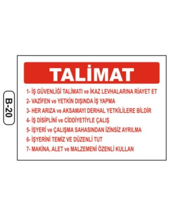 İşyeri Talimatı Levhası