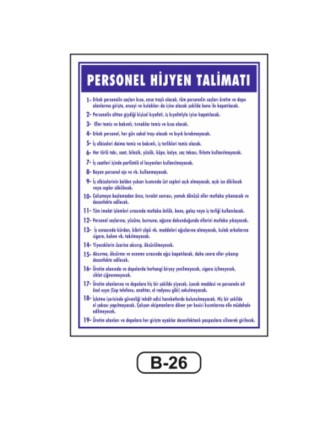 Personel Hijyen Talimatı Levhası