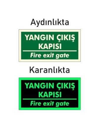 Fotolümen Fosforlu Yangın Çıkış Kapısı/Fıre Exıt Gate Yön Levhası